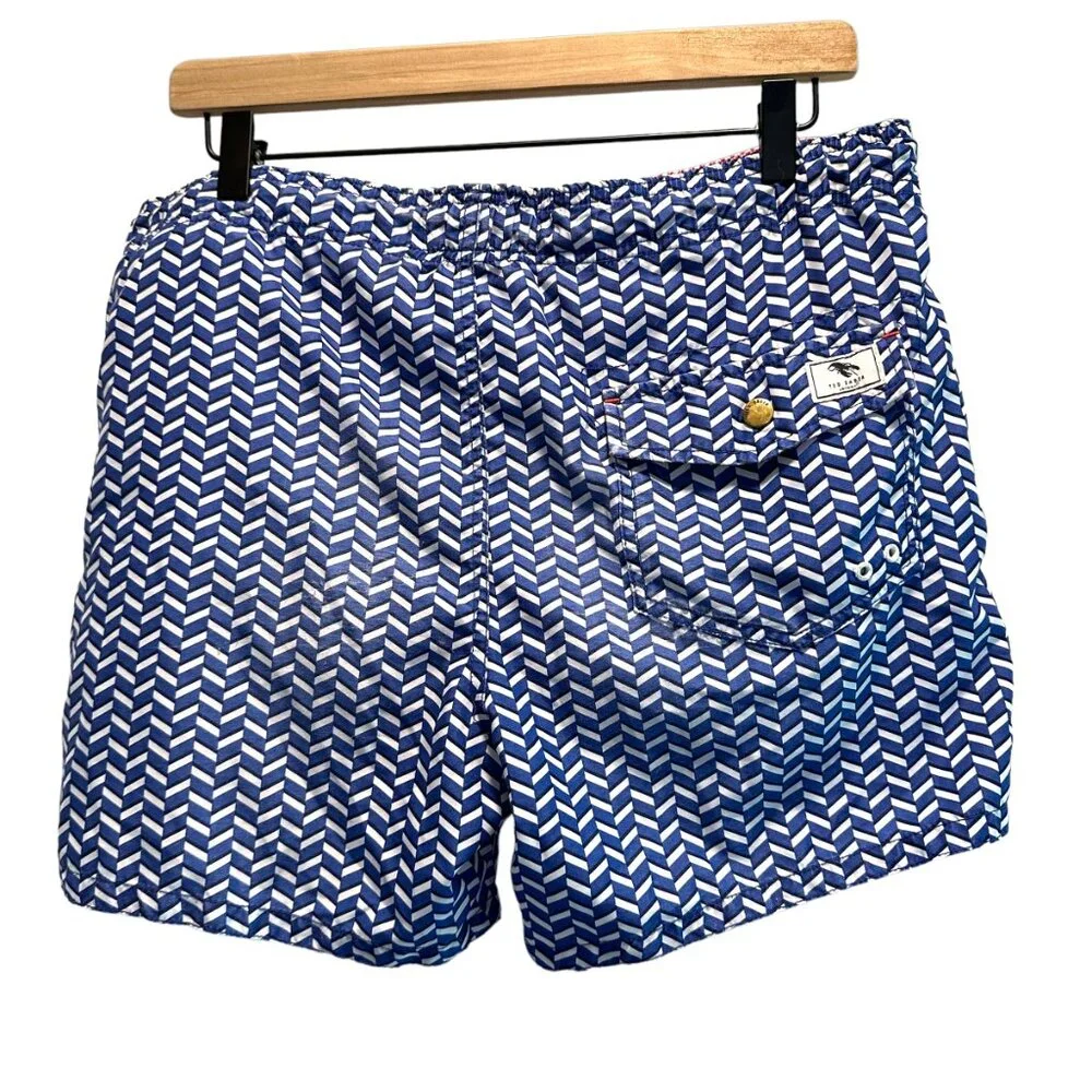 Ted Baker Blue Swim Trunks Shorts Lined Pockets Size 2 Waist 34‎